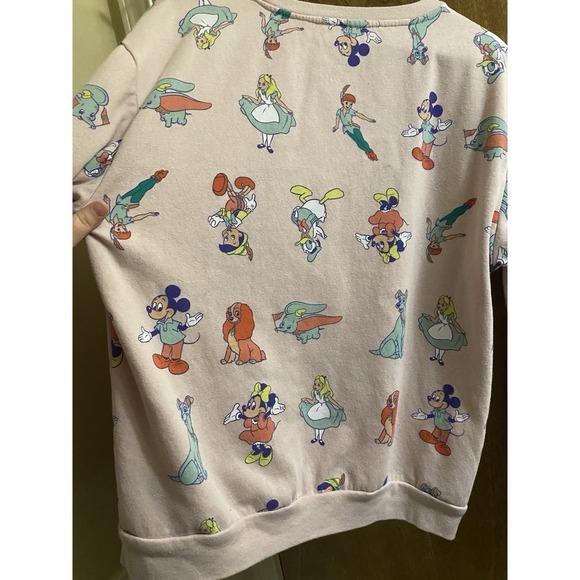 Disney 100 Womens SWEATSHIRT, XL 15-17, Pink, Donald Duck, Dumbo, Peter Pan - Picture 10 of 12